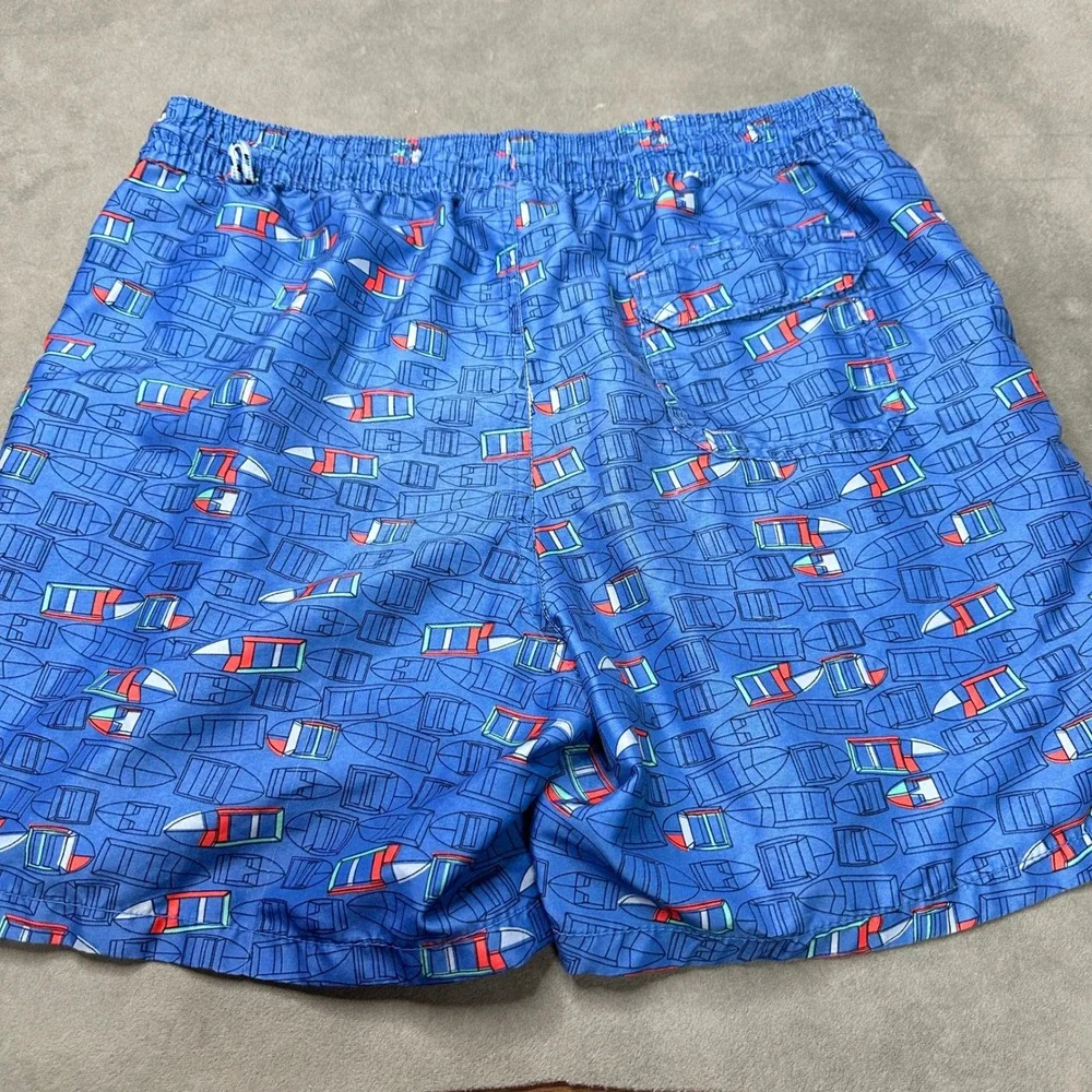 Goodfellow Swim Trunks Men M Blue Sailboat Print Elastic Waist Excellent